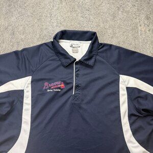 Atlanta Braves Disney x Champion Polo Shirt Men XL Blue White Colorblock